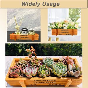 Pots de jardinières succulentes <span class=keywords><strong>en</strong></span> <span class=keywords><strong>bois</strong></span> Rectangle jardinières succulentes boîte Pot de <span class=keywords><strong>jardin</strong></span> de fleurs maison déco pour intérieur et extérieur - Product Image 4