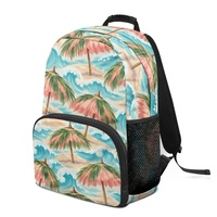 Parasols de plage personnalisés à motif îles du Pacifique, sac à dos étudiant de 17 pouces avec poche avant zippée