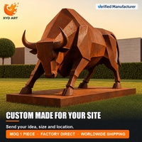 Sculpture en métal personnalisée en corten, sculpture de taureau en métal, statue de taureau de Chicago, statue de jardin en métal, décoration de pelouse extérieure