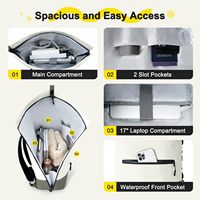 Sac à dos multifonctionnel grand format pour ordinateur portable, homme et femme, étanche, avec fermeture éclair, sac de voyage, boucles d'escalade, pour le travail, l'université et l'école
