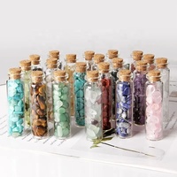 Bouteille en verre avec diverses pierres précieuses colorées concassées, gravier de quartz cristallin naturel pour la guérison, mini bouteille à vœux, cadeaux