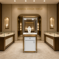 Vitrine à bijoux autoportante en or rose, avec tiroirs verrouillables et éclairage LED, pour magasin de bijoux