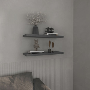 Floating Shelves 1.50 In H 2 Shelves Matt Gray Wall Mount Display Shelf - Product Image 1