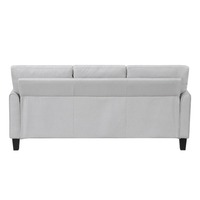 Sofá Moderno Xumo de Tela Gris Claro, Tres Plazas, Cuadrado, Convertible, 79 Pulgadas, Patas de Madera Cónicas Negras, Lavable, para Villa o Apartamento