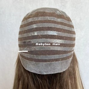 <span class=keywords><strong>Babylon</strong></span> Original Silicone Respirant Cap Cendre Brun Surbrillance Pu Toppers Vierge Remy Cuticule Cheveux Humains Médical Pleine Dentelle Perruques - Product Image 6