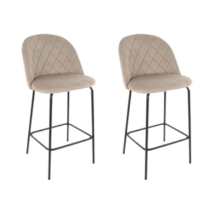 Elegante Taupe Ginebra Cocina Bar Sillas altas Set 2 Asiento suave Tela Moderna Patas de metal para Hotel Hogar Comedor Desayuno Banco Uso - Product Image 3