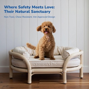 आधुनिक आउटडोर/इनडोर स्थायी बिल्ली और कुत्ते आराम बिस्तर हस्तनिर्मित प्राकृतिक रतन एलिवेटेड पालतू सहायक जल हाइक सामग्री - Product Image 5