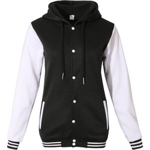 Chaqueta Deportiva de Mujer Babyhealthy con Capucha, Negra y Blanca, Tejida, Talla S - Product Image 1