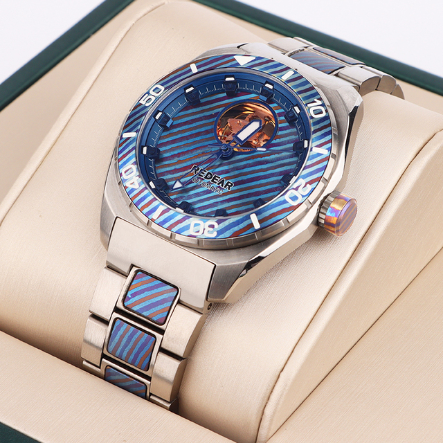 Private Label G5 Case Automatic Mechanical Sport Analog Water Resistant Charm Damascus Titanium Man Watch