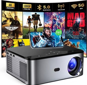 Proyector de películas 4K para acampada al aire libre, proyector de películas diurnas con altavoz dual i-Fi, WiFi de 5G, Bluetooth para hotel - Product Image 4