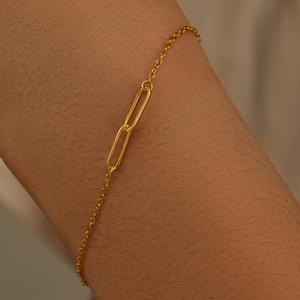 Bracelet ajustable pour femme CANNER Simple S925 en argent sterling plaqué or 18 carats avec fermoir double boucle en forme de trombone - Product Image 5