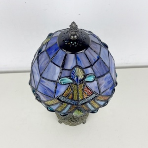 LongHuiJing 8" Tiffany Dome Flower Lampshade Table Lamps Stained Glass Lamp Single <b>Light</b> for Home Decor - Product Image 6