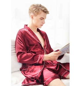 Conjunto de <span class=keywords><strong>Bata</strong></span> de seda para <span class=keywords><strong>hombre</strong></span>, satén, rojo, venta al por mayor - Product Image 6
