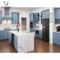 Armoires de cuisine préfabriquées modernes en bois Shaker Blue Style États-Unis à vendre Armoires de cuisine et accessoires