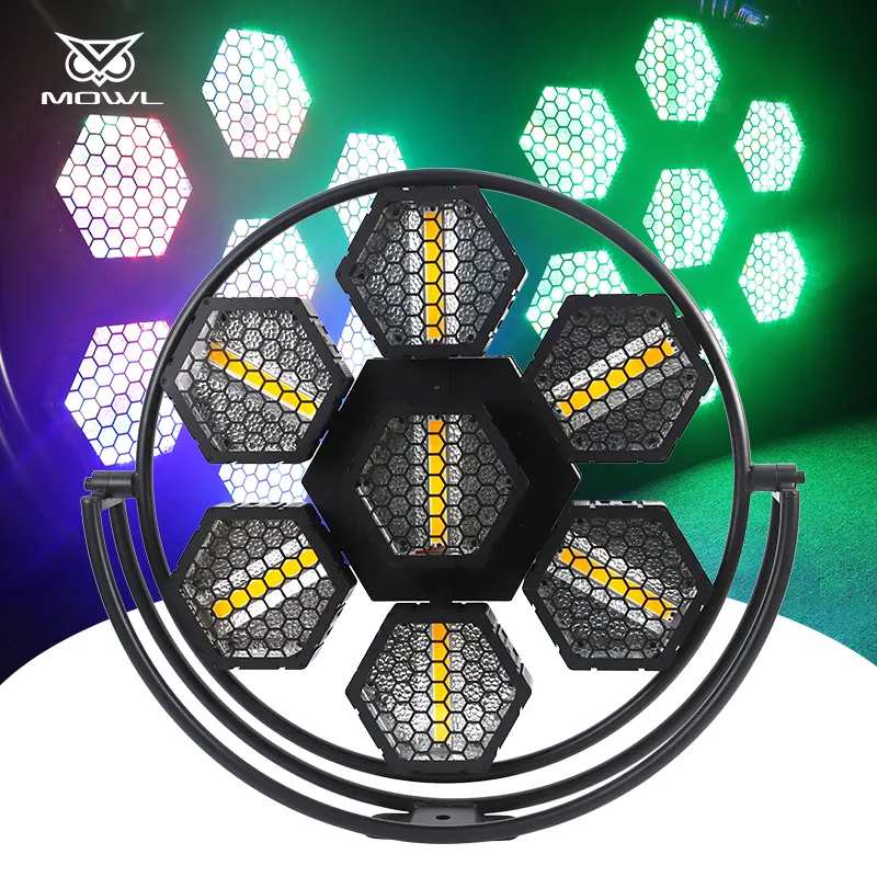 7X50W Hexagonal Background Vintage Portman P1 DMX Strobe Flash LED Retro Light for Stage Dj Bar Disco Club