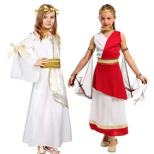 Pakaian anak-anak dewi Athena Yunani gaun Cosplay putri Athena kostum topeng Halloween untuk anak perempuan AGHC-015