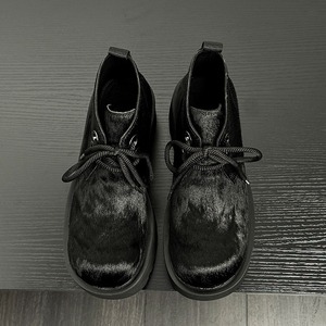 Nuevas botas de pelo de caballo negro para hombre, de suela gruesa, tacón alto, caña alta, acolchadas para invierno, cortas, hechas de piel de caballo. - Product Image 2