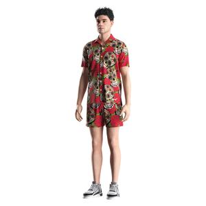 Chemise hawaïenne à manches courtes extensible pour la plage, à motifs floraux sublimés, style bord de mer - Product Image 5