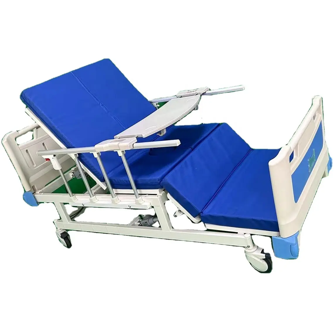 Aluminum side rail Multi function Disabled Patient Electric Rotational Nursing Bed With Commode Toilet Potty-hole