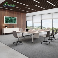 Mobilier de bureau : Ensemble table et chaises de conférence exécutives pour 20 personnes, mobilier commercial moderne en métal pour réunions en immeuble de bureaux