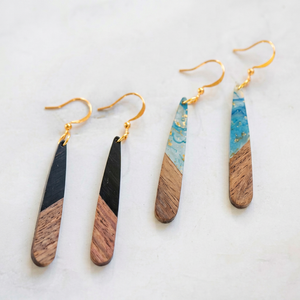 Wood Resin <b>Drop</b> Earrings Women Boho Other Plated Water <b>Drop</b> Shape Jewelry Fashion Party MN EXPORTS - Product Image 1