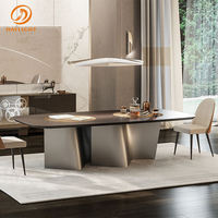 Ensemble table à manger ronde de luxe 12 places en marbre design en métal