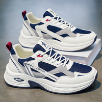 Baskets décontractées épaisses pour hommes, respirantes en maille PU, à lacets, pour la marche et le sport, avec semelle confortable en caoutchouc et mousse, chaussures tendance