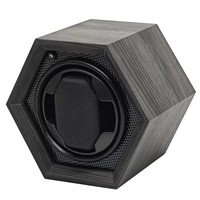 Remontoir de montre hexagonal moderne à fente unique avec mode de détection de lumière silencieux et intelligent, et coussin en mousse à mémoire de forme, boîtier gris grain de bois