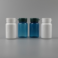 Bouteilles en plastique PET blanches et bleues sans BPA, vides, de 100cc, 150cc, 200cc, pour médicaments, pilules et capsules, avec couvercle à ouverture facile