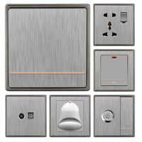 Interrupteur mural électrique PC de haute qualité, 4 modules, 1 ou 2 voies, norme britannique, 13A 250V, gris, pour maison et hôtel