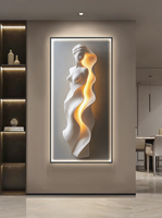 Tableau mural moderne de luxe léger en toile pour hall d'entrée, couloir, passage, avec relief abstrait, peinture murale moderne à suspendre