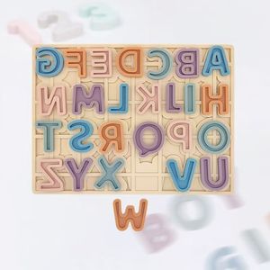 BPA miễn phí Toddler Shape giáo dục bảng chữ cái câu đố đồ chơi Silicone pegged câu đố cho học tập - Product Image 5
