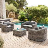 Zeitgenössisches Luxus-Rattan-Gartensofa-Set mit Aluminiumrahmen Umweltfreundliche Outdoor-Sitzgruppe für Villa & Wohnzimmer