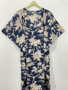 Floral Print <b>Kaftan</b> Women's <b>Long</b> Dress Boho Style Relaxed Fit Gathered Drawstring Waist Casual Wear Fashion Outfit - Product Image 1