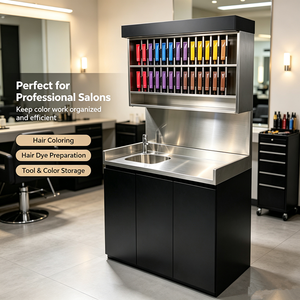 Hair Salon Dyeing Storage Rack Integrated Stainless Steel Storage Cabinet Hair Color Organizer for Barber Shop - Product Image 1