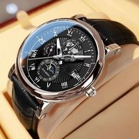 Montre de luxe pour homme, bracelet en cuir, étanche, mouvement à quartz, luminescente, sport, date, boîtier en alliage de 45 mm, cadran en verre