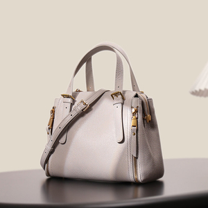 Elegante Bolso de Hombro Cruzado de Piel Genuina de Vacuno para Mujer, Versátil, con Cremallera, de Moda, Tipo Cubo, de Capa Superior - Product Image 3