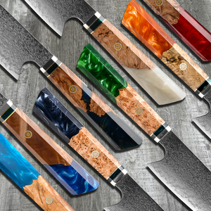 Coltello <span class=keywords><strong>da</strong></span> Chef Giapponese Kiritsuke Grandsharp 8.2" in Vero Acciaio Damasco a 67 Strati con Manico in Resina Colorata e Legno Solifilato - Utensile <span class=keywords><strong>da</strong></span> <span class=keywords><strong>Cucina</strong></span> per Affettare - Product Image 5