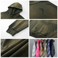Sweat à capuche déchiré et vieilli pour homme, 450g, avec effet de teinture personnalisée, mélange d'encre éclaboussée et trous créés, style vintage délavé