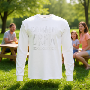 T-shirt à manches longues pour réunion de famille amusante, col rond blanc, vêtements décontractés - Product Image 3
