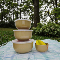 Lot de quatre couvercles classiques en coque de riz pour conservation alimentaire, résistants à la chaleur, compatibles micro-ondes, grande capacité, ustensiles de cuisine