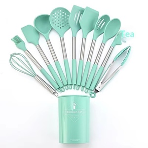 Ustensiles de cuisine en silicone, ensemble d'ustensiles de cuisine avec poignée en silicone et seau de rangement - Product Image 2