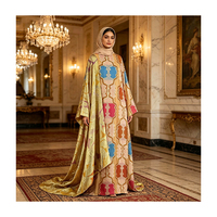 Élégant Ensemble Dirac Somalien Farasawi en Soie de Mûrier Tissée Or de la Série Orange, Tissu Gabasar Premium pour Mariage Traditionnel