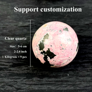 Cristales de Alta Calidad al por Mayor, Piedras Curativas, Esfera de Rodonita Rosa y Negra de Perú para Meditación - Product Image 3