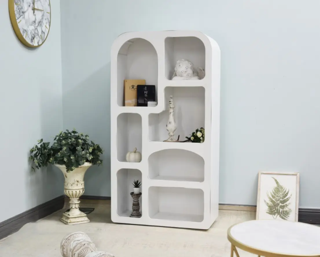 Инновационный уникальный дизайн, украшение для дома, большой современный белый шкаф в стиле бохо для гостиной, шкаф для хранения мебели, органический книжный шкаф