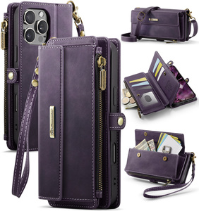 Étui portefeuille <span class=keywords><strong>CaseMe</strong></span> C39 pour <span class=keywords><strong>iPhone</strong></span> 16E Pro 15 <span class=keywords><strong>13</strong></span> 14 12 Plus 11 Pro XS Max XR 17 Air, sac magnétique multifonctionnel 3-en-1 à bandoulière - Product Image 1