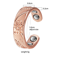 Energinox Antique Pure Solid Flower Vente en gros Anneaux magnétiques en cuivre réglables Bijoux pour femme