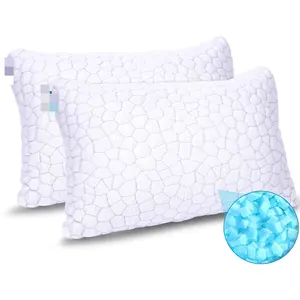 Lot de 50 oreillers refroidisseurs pour dormir, coussin de lit, réglable, en mousse à mémoire de forme, coussin de luxe en bambou, pour dormir sur le côté à l'arrière