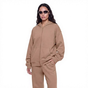 Sudadera con Capucha Extra Grande para Mujer, con Cierre, Color Sólido, Forro Polar, Manga Larga, Corte Regular, para Otoño, Material de Algodón Transpirable - Product Image 1