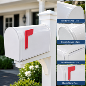 America Modern <strong>White</strong> Mailbox Outdoor Metal Waterproof Wall Mounted <strong>Letterbox</strong> - Product Image 5